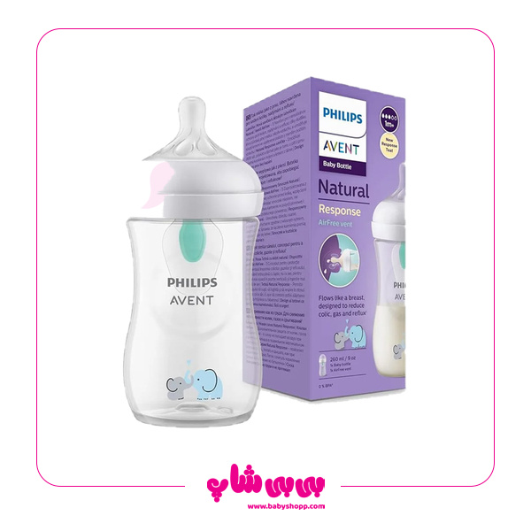 شیشه شیر طرح دار اونت ضد نفخ سوپاپ دار 260 میل